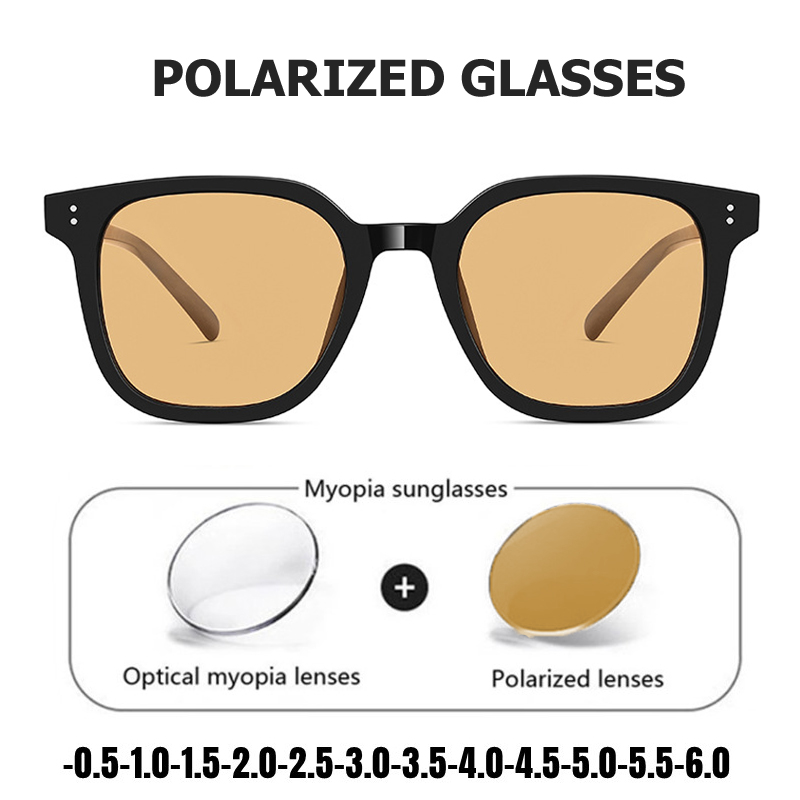 Polarized Myopia Sunglasses Fashion Style Oversized Black Frame