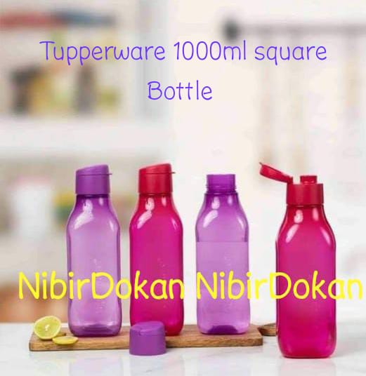 1 Pcs Tupperware ECO 1 Ltr Fliptop Square Water Bottle