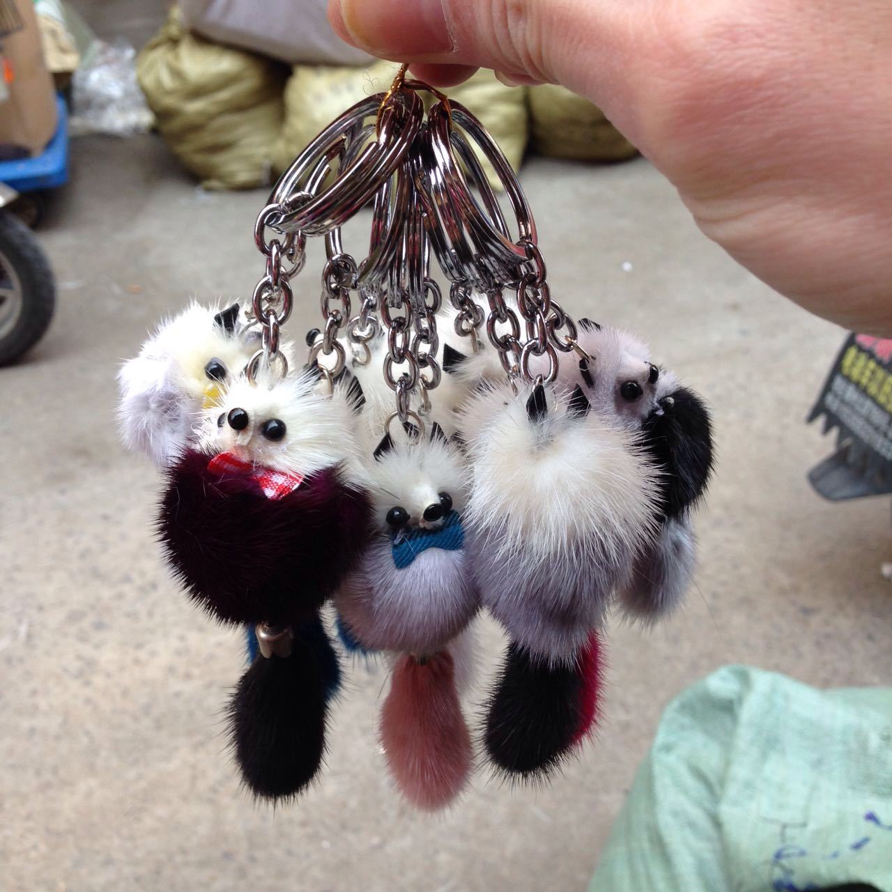 Little Fox Lady Cute Fur Mink Fur Bag Pendant Accessories Car Key ChainReal Hair Mobile Phone Charm