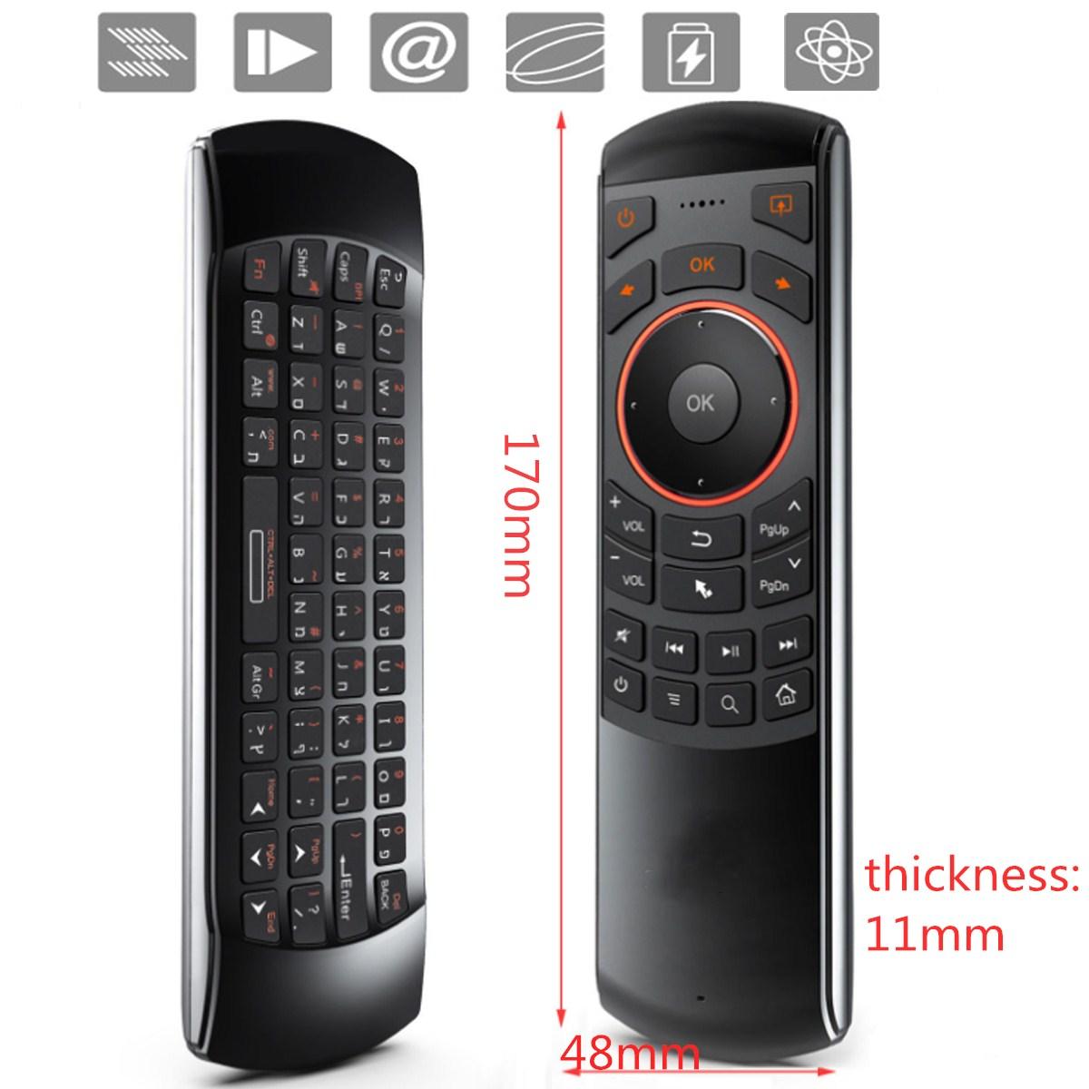 Hebrew Language Rii i25 RF wireless keyboard IR controller for smart TV BOX PC. 