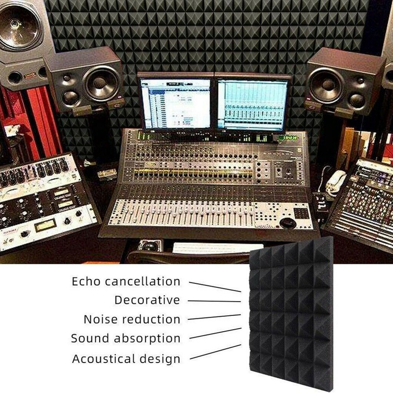 12 Pack Pyramid Shape Soundproof Foam Sound Proof Padding Treatment Panel for Echo Bass Insulation. 