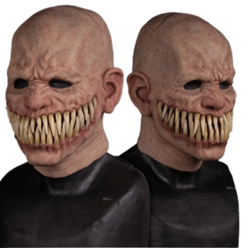 Horror Sharp Teeth Masks Big Mouth Teeth Chompers Cosplay Creepy Monster Latex Mask Halloween Monster Masque Scary Costume Props. 