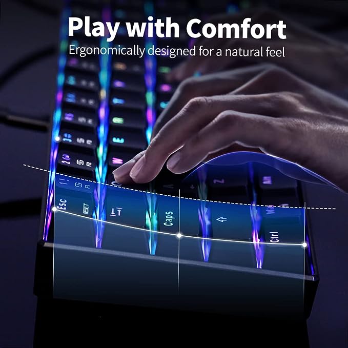 MOTOSPEED CK61 RGB Mechanical Gaming Keyboard OUTMU Blue Switches Keyboard 61 Keys Anti-ghosting with Backlight for Gaming Black plug and play with computer or xbox or console. 
