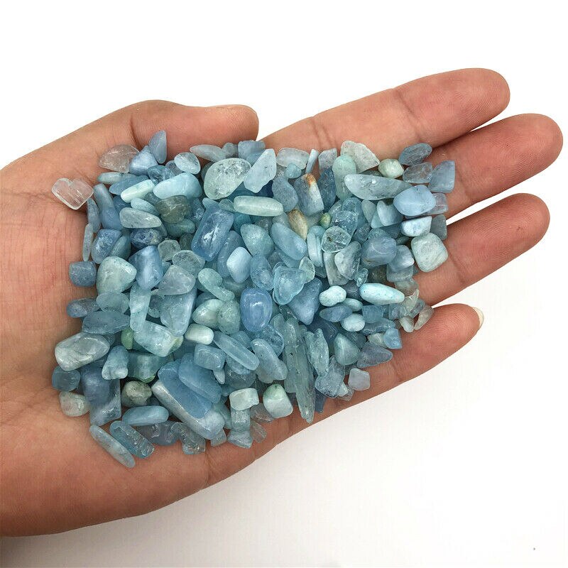 【happy one】Drop Shipping 50g 5-8mm Natural Tumbled Crystal Aquamarine Stone Gemstone Reiki Decor Natural Stones and Crystals. 