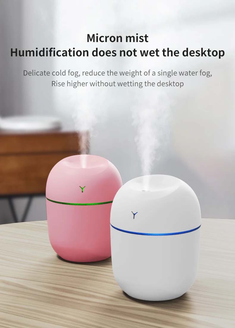 Humidifier Aroma Oil Diffuser Ultrasonic Mini USB Cool Mist Humidifier with Colorful Night Light for Home Car 220ml. 