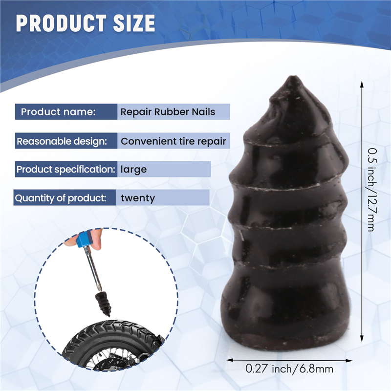 20Pcs Tire Repair Rubber Nails Auto Motorcycle Self-Service Tire L