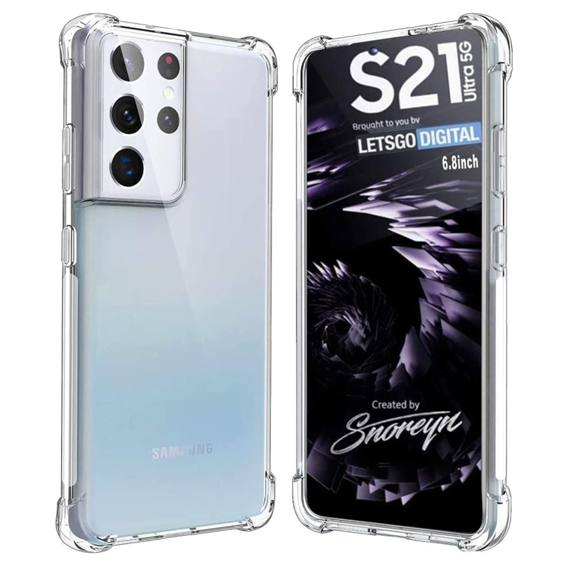 lthmy for Samsung Galaxy S21 Ultra casing flexible clear translucent black silicone anti-yellowing back cover with 4 Corners protection jelly case