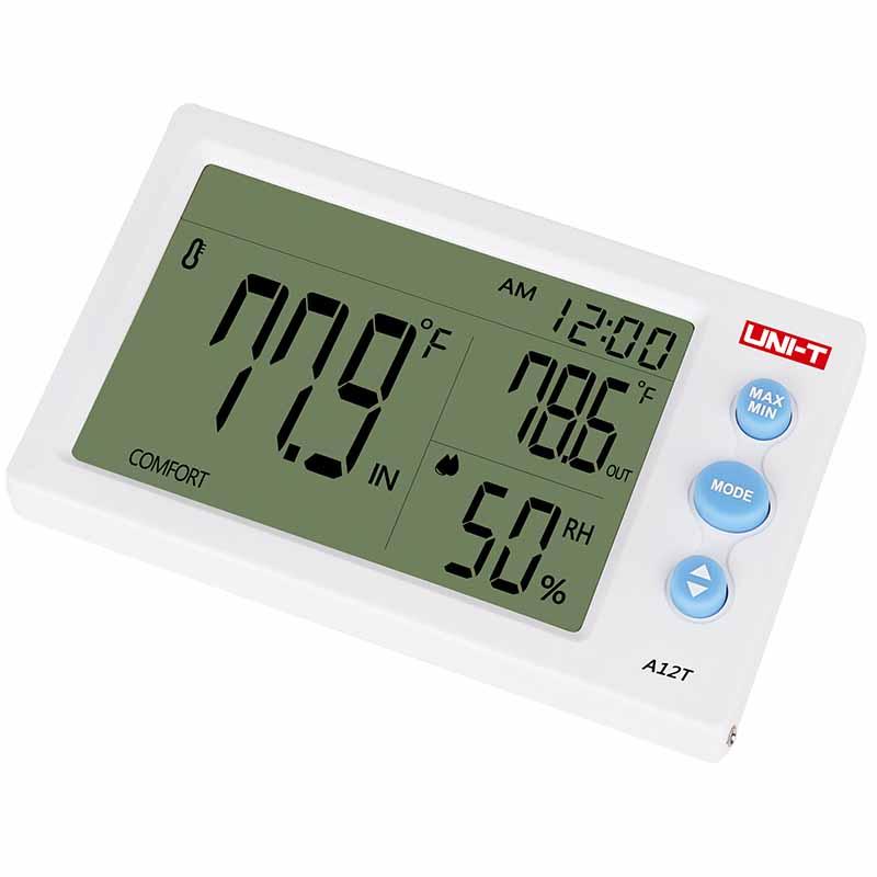 Uni-T A12T  Indoor Outdoor Temperature Humidity Mete with External probe LED Digital Hygrometer with Temperature / Humidity / Calendar / Alarm Clock A12T - Kings Trading. 