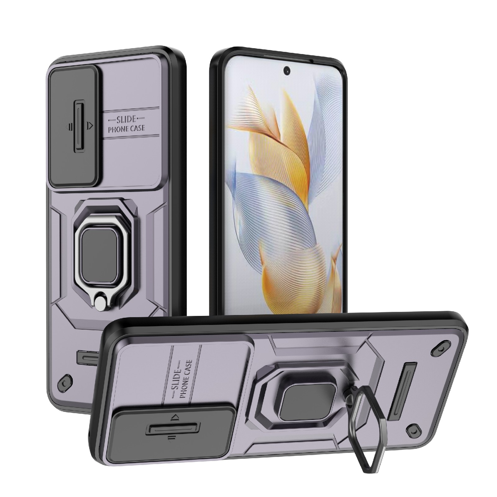 (New)Sliding Camshield TPU + PC Shockproof Phone Case with Holder For Honor 90 5G/Honor 90 Lite 5G