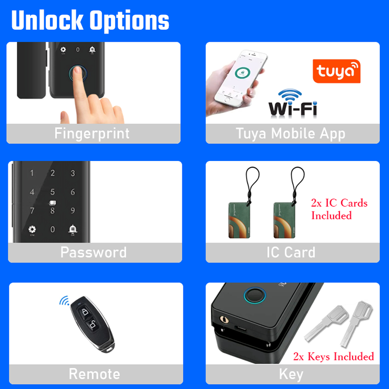 Glass Door Fingerprint Lock With Tuya WiFi Fingerprint Password IC Card Remote Zymak GL75 Smart Door Lock For Glass Door. 