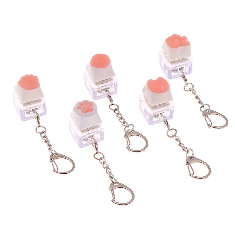 Creative Pink Cat Claw Keycap LED Mechanical Keyboard Keychain Backpack Pendant Mystic. 