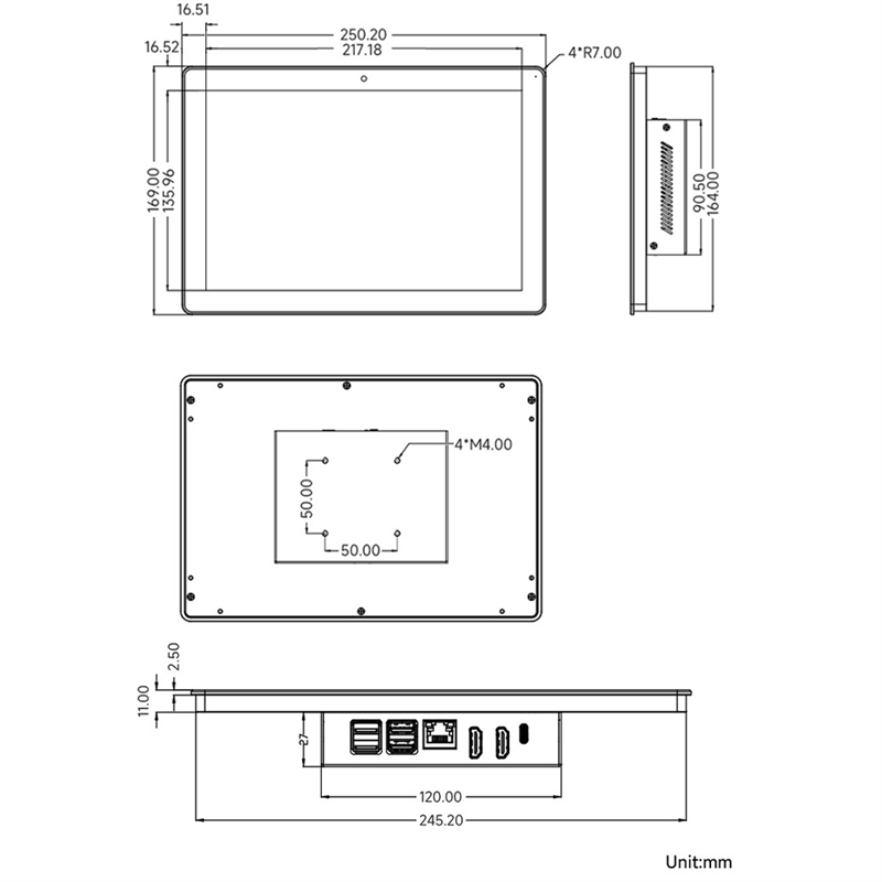 10.1 Inch LCD Display Touch Screen for Raspberry Pi 5 1280*800 Industrial Touch Screen with 5MP Front Camera. 