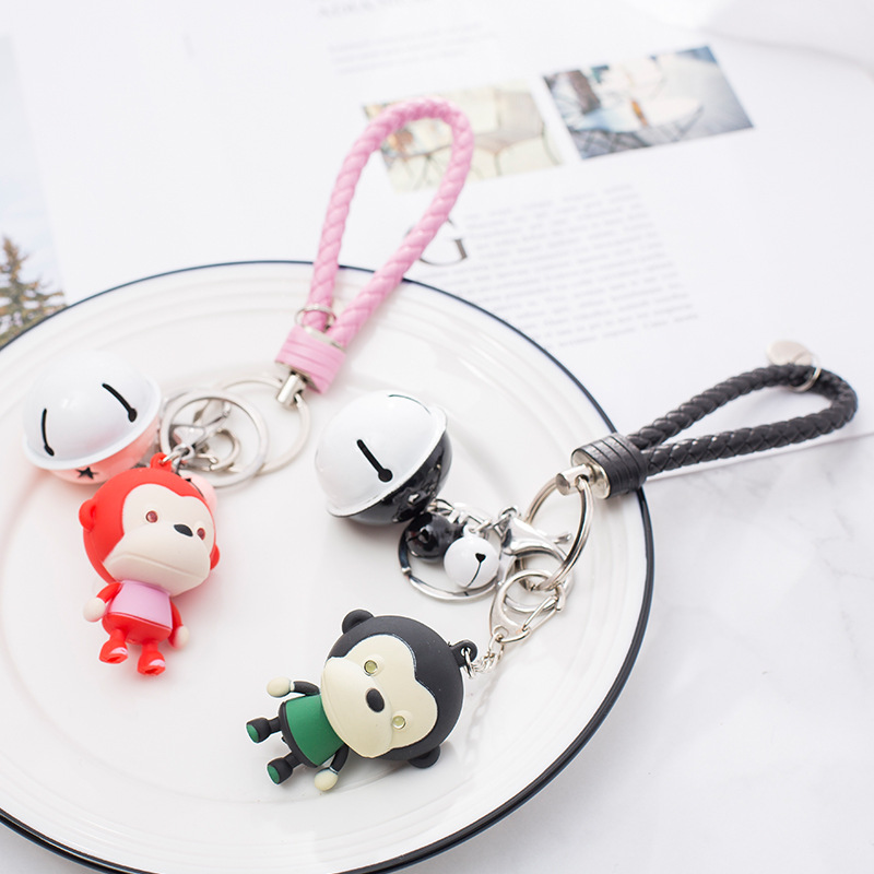 BS-001 Monkey Doll LED Sound Luminous Keychain Mobile Phone Pendant Creative Gift Cartoon Flashlight. 