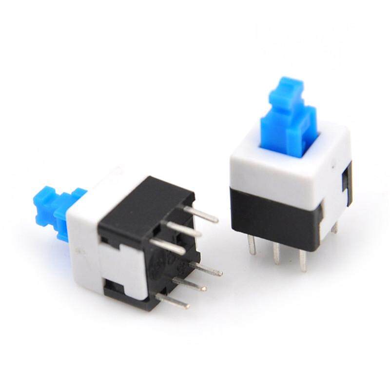 10pcs/Set Square 8x8mm 6 Pin Dpdt Mini Push Button Self-Locking Multimeter Switches. 