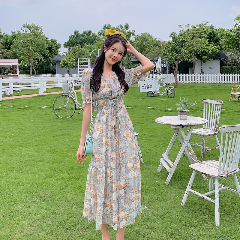 Korean long summer on sale dress