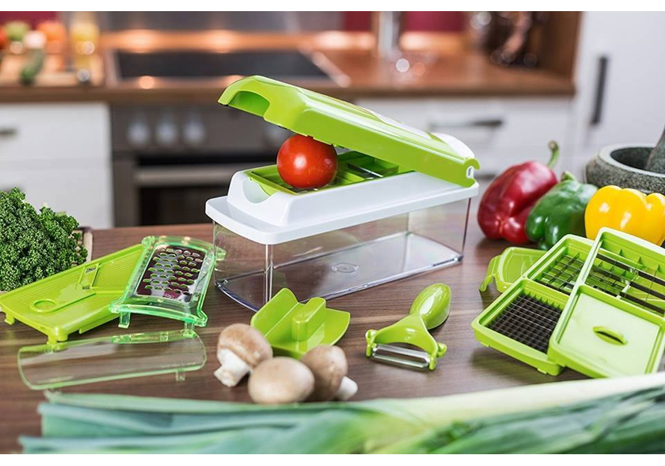 Hozada Nicer Dicer plus Beautiful  Vegetable Slicer Cutter Grater Mandoline Slicer Vegetable Chopper Multipurpose Kitchen Tools with Drain Basket. 