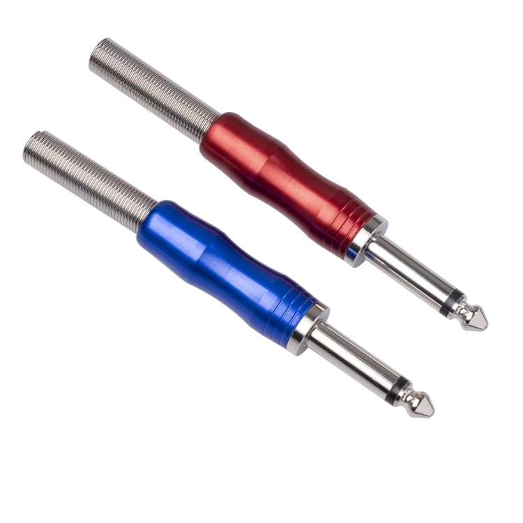 6.5/6.35mm Copper Nickel Plating Mono Channel Microphone Audio Connector Soldering Joint Plug 4 pcs. 