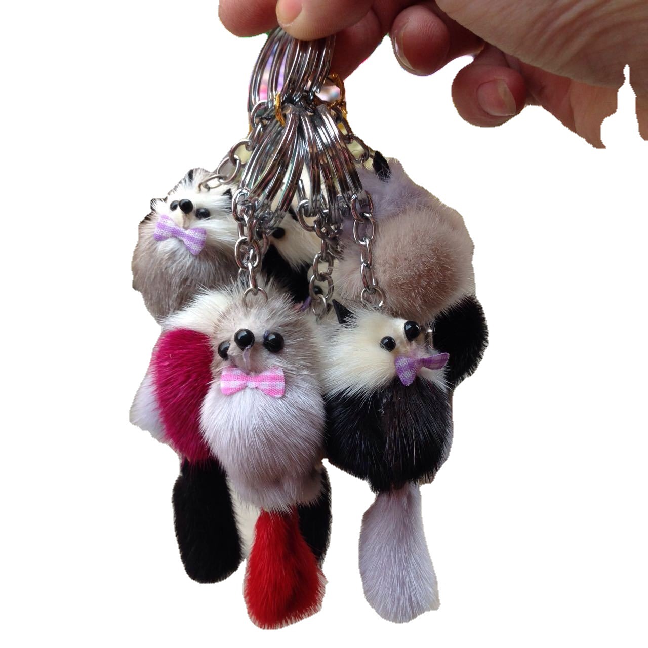 Little Fox Lady Cute Fur Mink Fur Bag Pendant Accessories Car Key ChainReal Hair Mobile Phone Charm. 