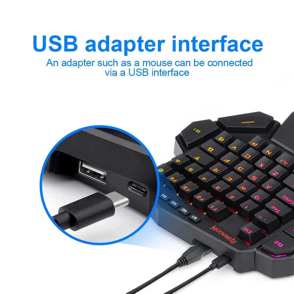 REDRAGON DITI K585 RGB 42 Key One-handed USB Mechanical Gaming Wired Keyboard Blue Switch 42 Keys Gamer for Computer PC Laptop. 