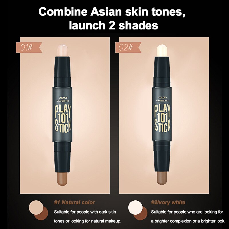Concealer Pen Face Make Up Liquid Waterproof Contouring Foundation Contour Makeup Concealer Stick Shadow Repair Pen Dual-use. 