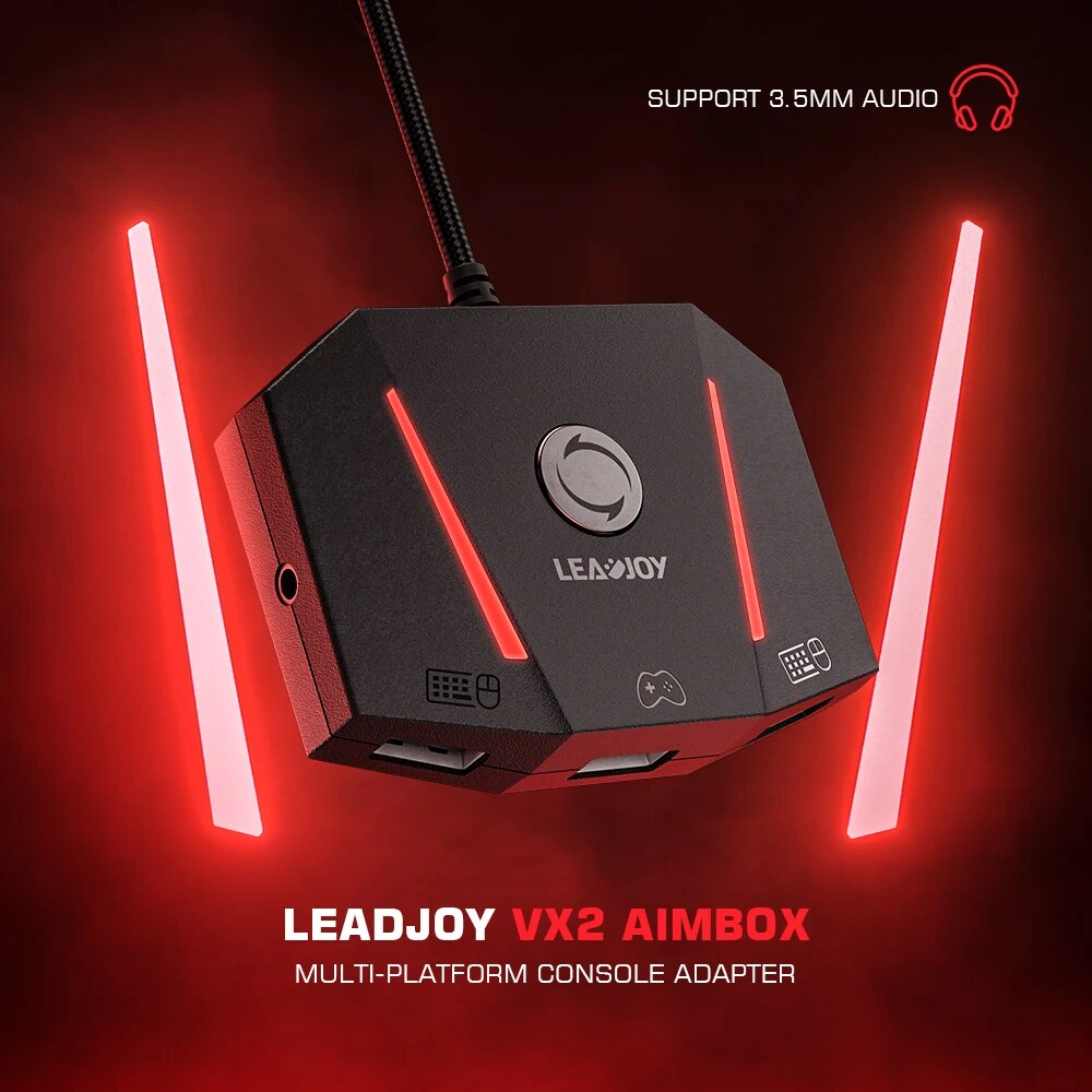 LEADJOY VX2 AimBox Keyboard Mouse Controller Adapter Converter for Xbox Series X, Xbox Series S, PlayStation 4, Nintendo Switch. 