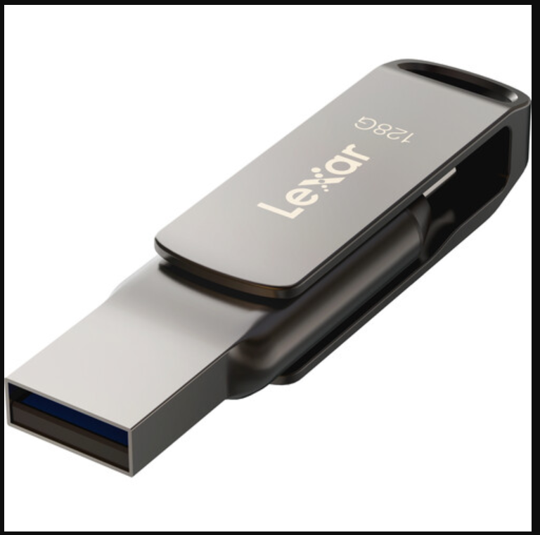 Lexar Jump Drive Dual Drive D400 3.1 128GB USB + Type C OTG Flash Drive. 