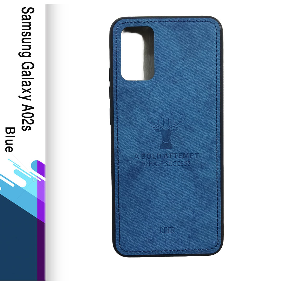 Yonpor DeerCase For Samsung Galaxy A02s - ABZ Slim Hybrid Soft Cover with Fabric Deer Design Canvas casing Stripe Waterproof Case. 