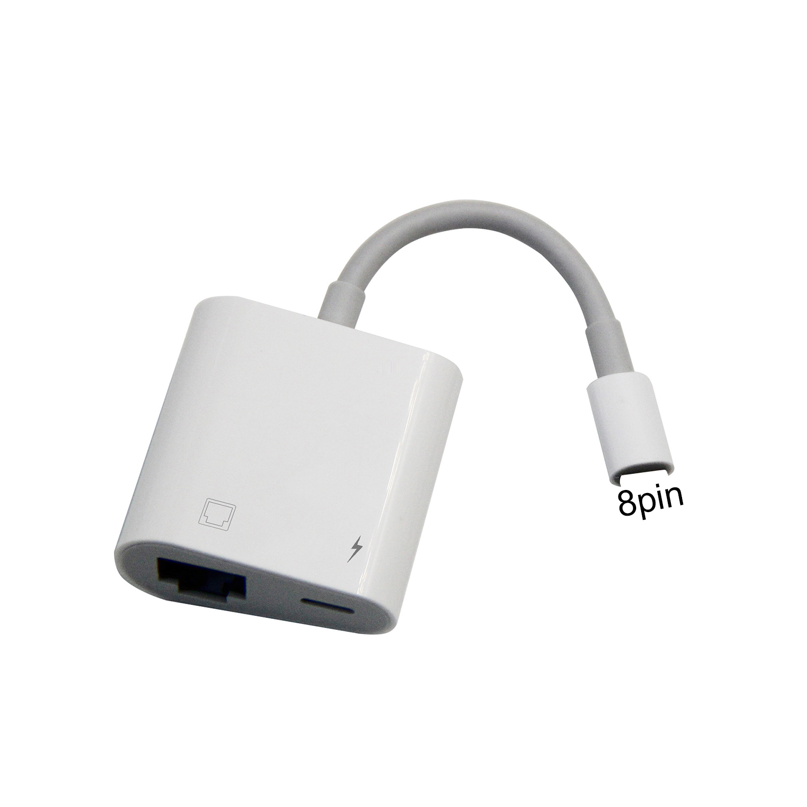 Portable Durable 8Pin to RJ45 ABS Plug Play Ethernet Converter Adapter for Apple Mobile Phone. 