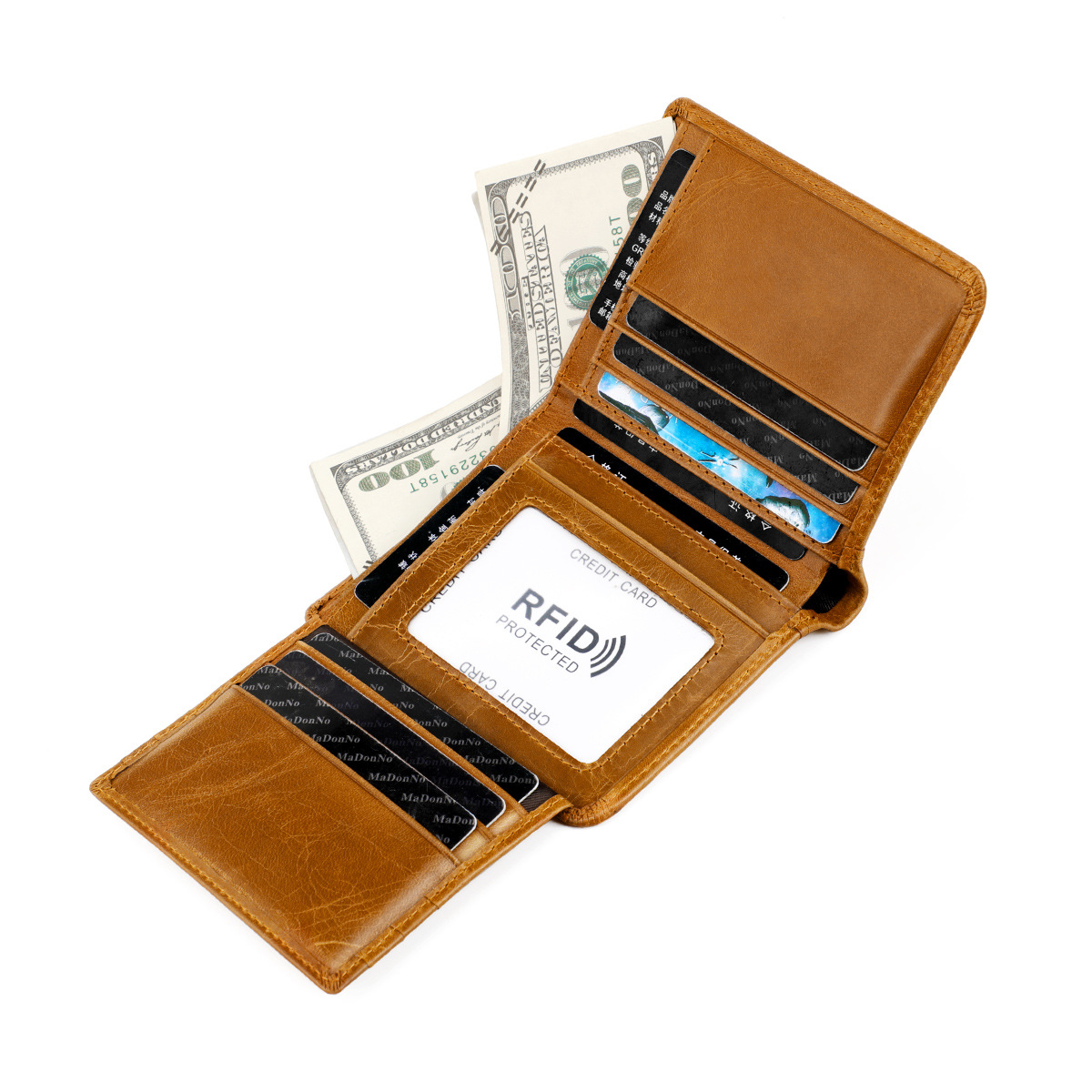 arket bragging leather factory direct sales FI top layer coide men's wallet anti-theft brush wallet. 