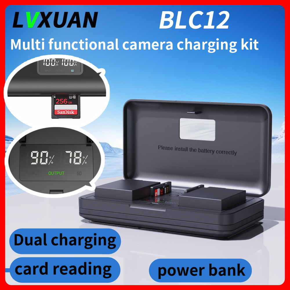 DMW-BLC12 battery and LCD USB charger for Panasonic Lumix DC-FZ1000 II DC-G95 DMC-G85 DMC-GH2 DMC-G5 DMC-G6 DMC-G7 GX8 Cameras