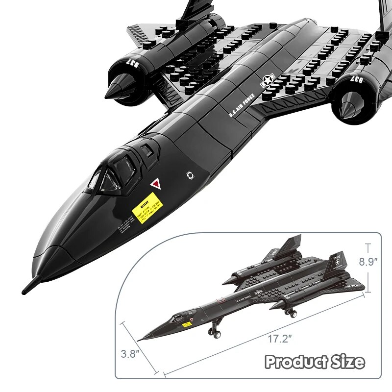 US Air Force SR-71 Blackbird Reconnaissance Airplane Alloy Model Fighter Assembling Building Block Toy Children Block Toys Gift. 