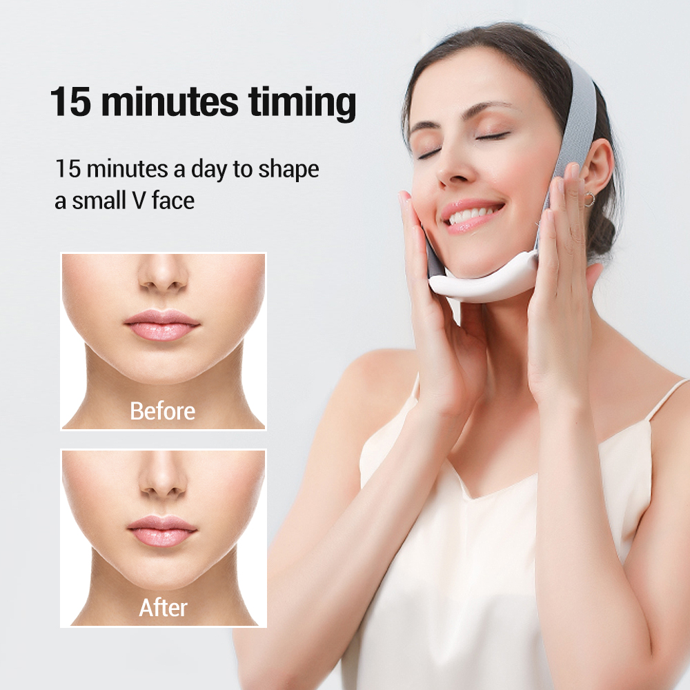 EMS Microcurrent Facial Lifting Massager 6-Mode Heated Skin Tightening Slimming Double Chin V Shape Lift Belt Face Fat Burning. 