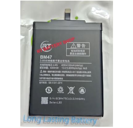 RT - BM47 4000mAh Replacement Battery For Xiaomi Redmi 3 / Redmi 3S / Redmi 3X / Redmi 4X Mobile Phone Batteries