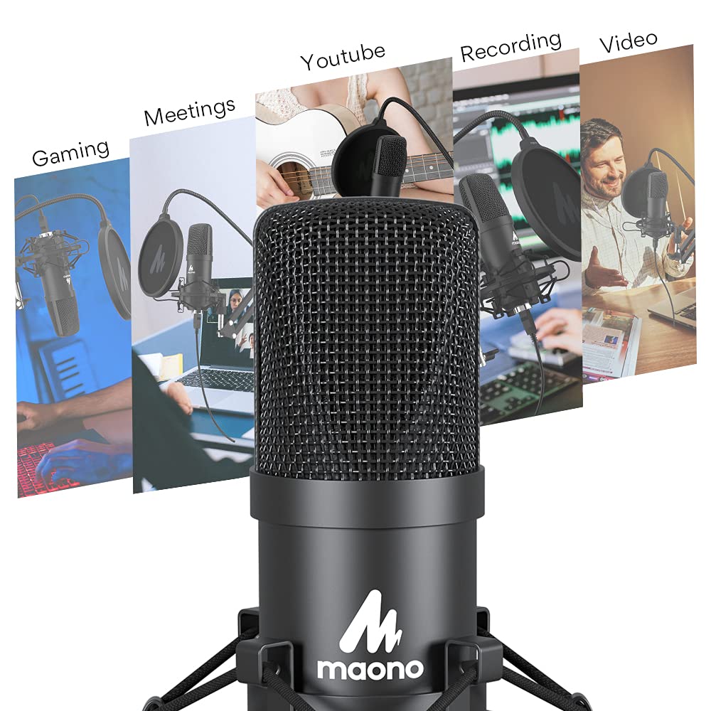 Maono AU-A04 Condenser USB Microphone Kit (Black). 