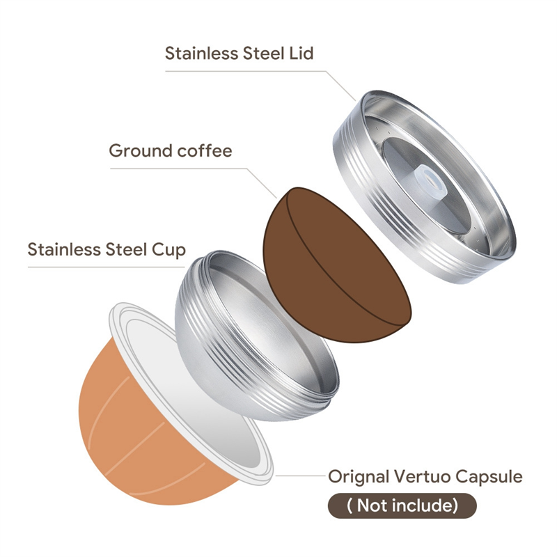 1Set Replacement Parts for Nespresso Vertuo Next Reusable Capsule Vertuoline Refillable Coffee Filter. 