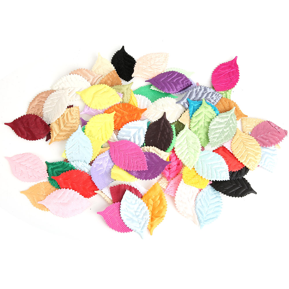 100pcs Artificial Leaves Mixing Color for Cloth Sticker DIY Crafts. 