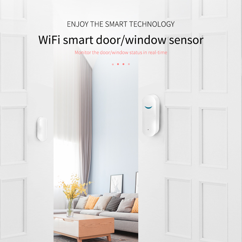 Tuya Smart WiFi Door Sensor Door Open / Closed Detectors Wifi Home Alarm Compatible With Alexa Google Home Tuya APP. 
