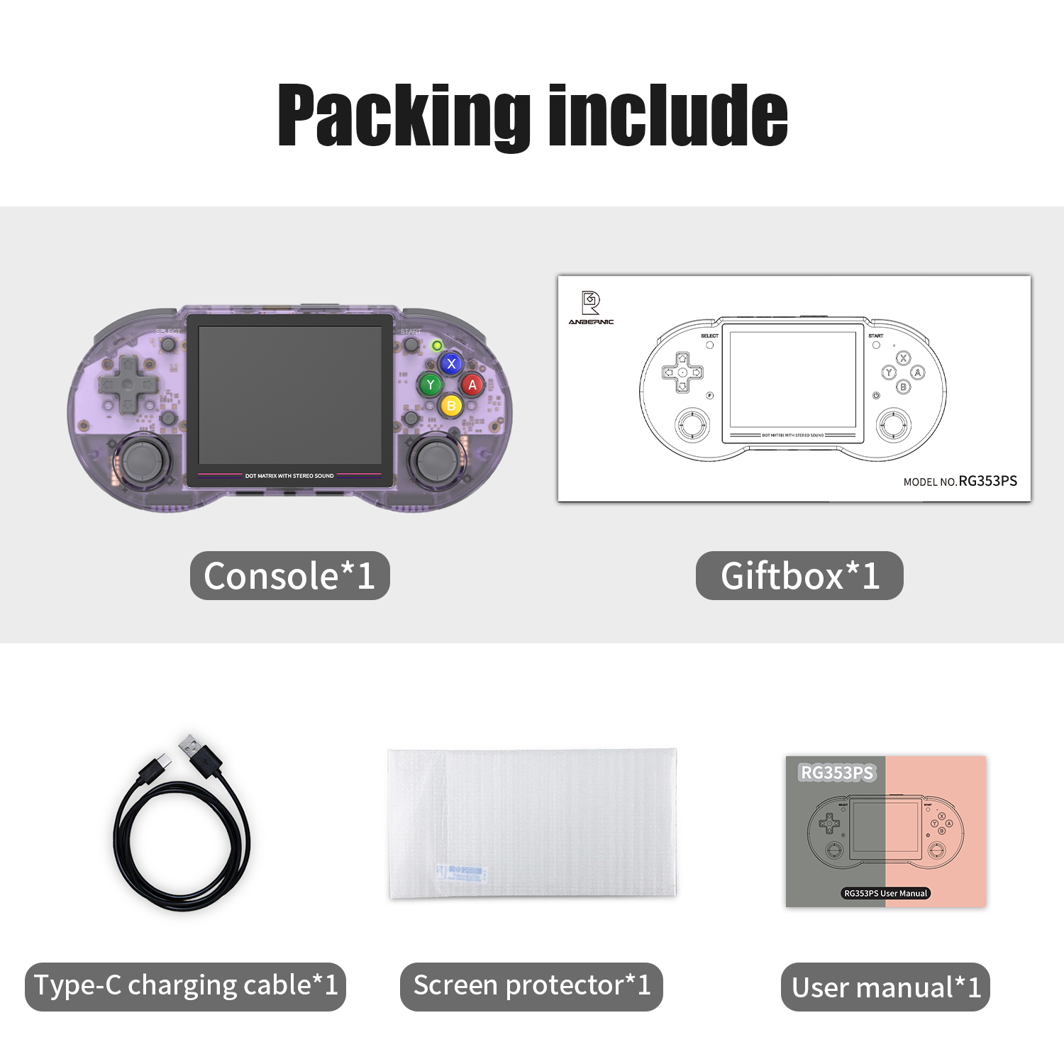 AMPOWN Anbernic RG353PS Handheld Game Players 3.5'' IPS Retro Portable Video Game Console Linux System Games PS Vita Console PSP. 