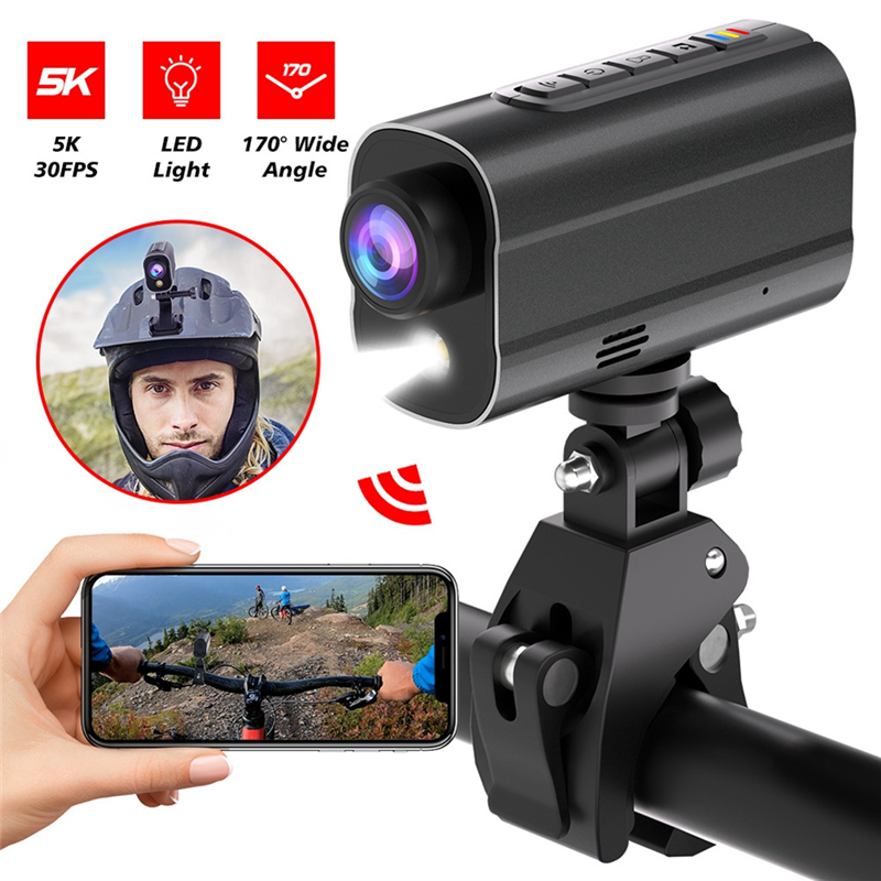 5K Action Camera Motorcycle Helmet Camera Anti Shake Riding Bike Drive Recorder WiFi Sport DV Camera with LED Light Easy Install Easy to Use. 