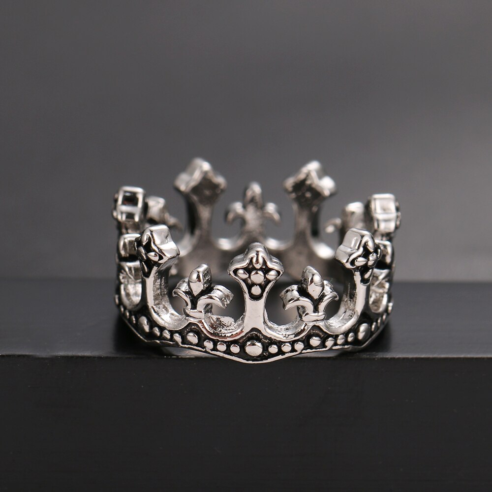 männer Ringe Schwarz Königlichen König Crown Ritter Fleur De Lis Kreuz Vintage Ringe für Männer Schmuck. 