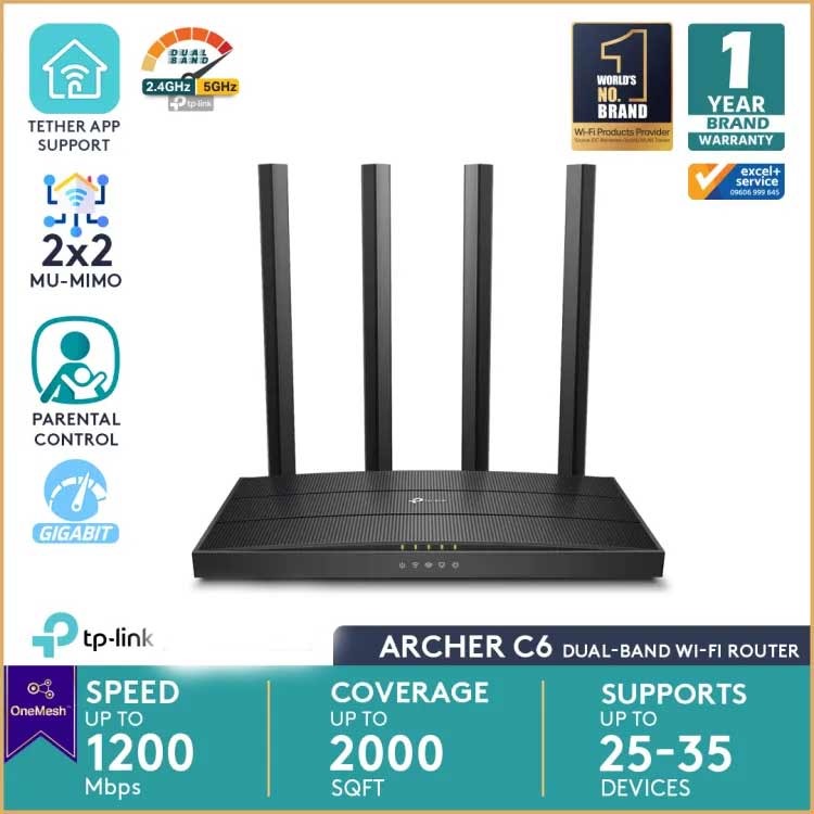 Router TP-Link Archer C6 (Warranty: 02 Years, Service waranty: 05 Years)