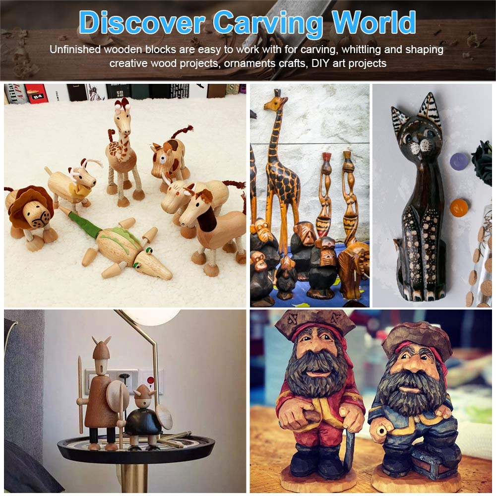 Whittling and Carving Wood Blocks Unfinished Wood Blocks Basswood Carving Blocks Soft Wood Set for Carving Beners. 