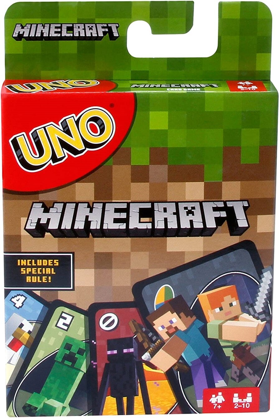 【Atoztide Store】Mattel Games UNO card game, Now UNO includes Minecraft, multicolor, basic. 