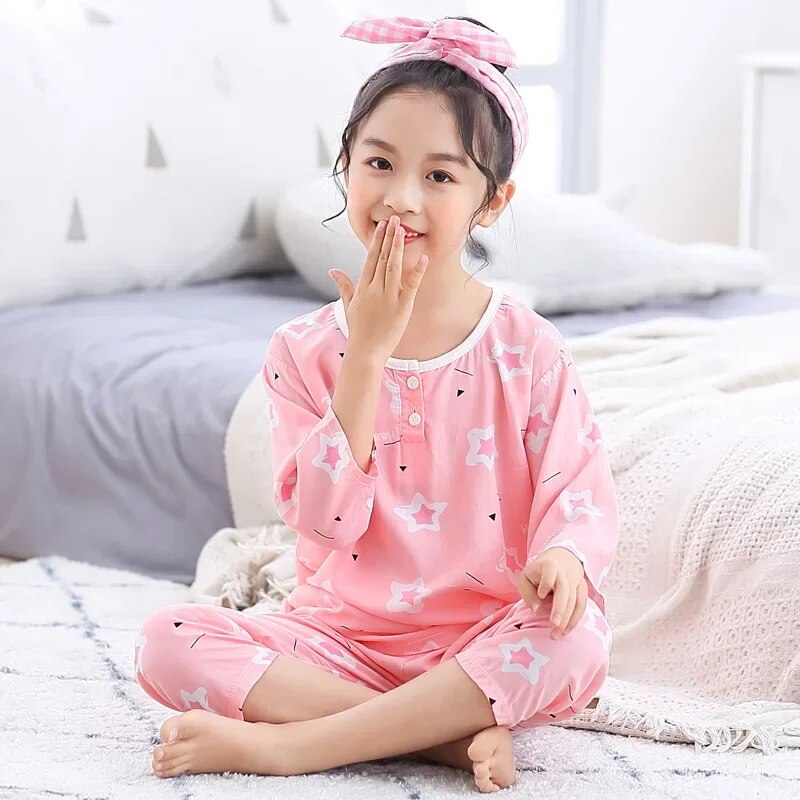 Boys Girls Pajamas Set Children Penguin Pajamas Cotton Kids half sleeve Pyjamas Children Pijama Baby Sleepwear Clothing 6 9 12Y. 