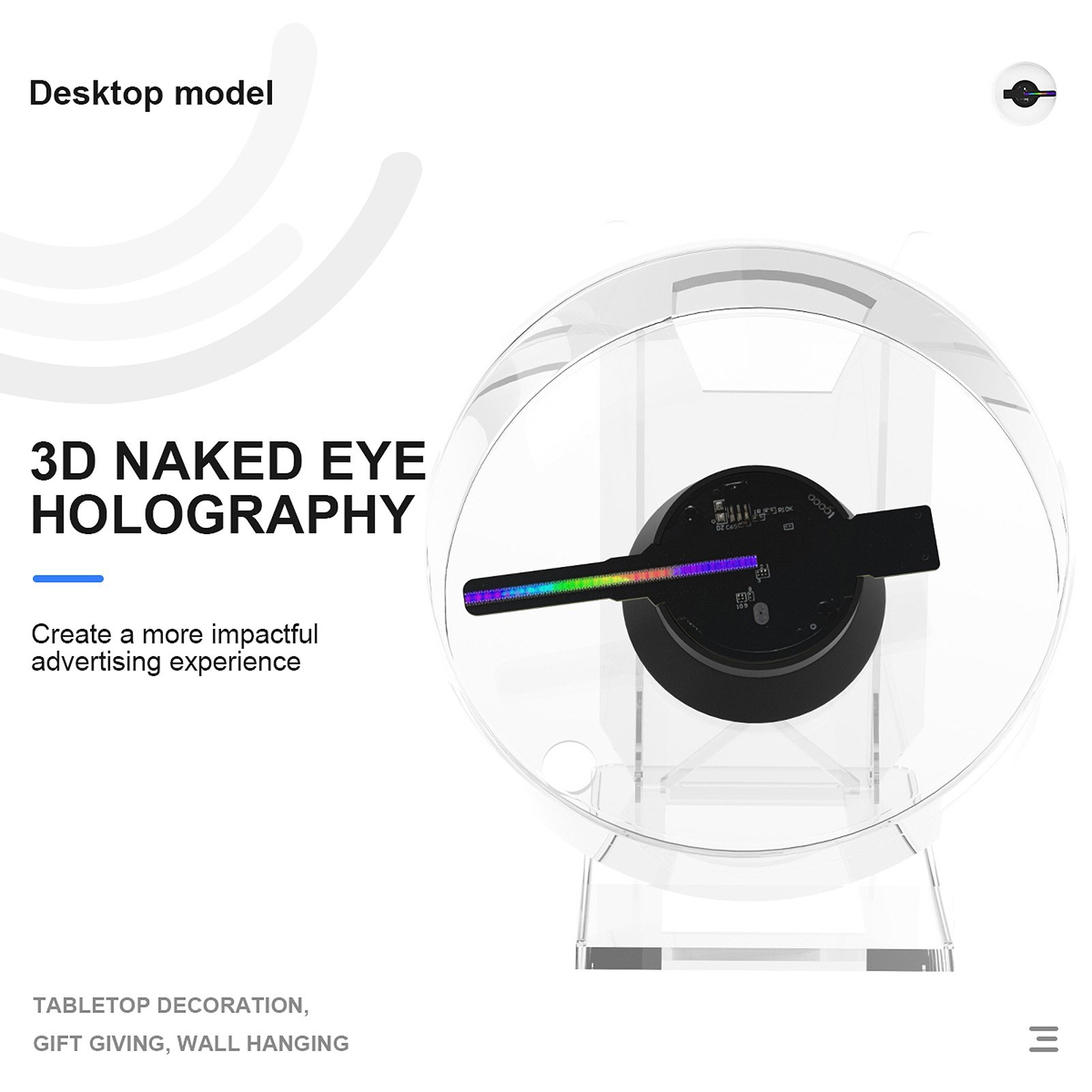 3D Naked Eye 3D Hologram Projector Advertising Display Fan Advertisment Video Player 16GB Memory Card. 