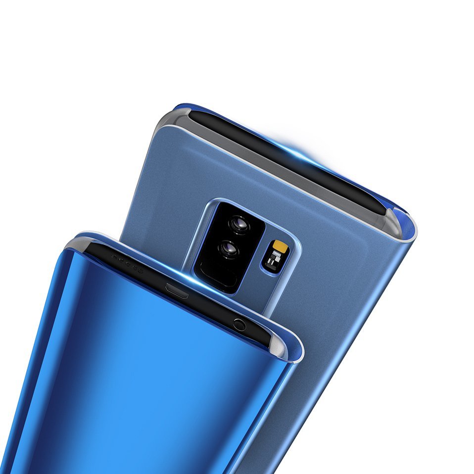 Samsung Galaxy A6 Plus - Clear View Case Flip Standing Cover Auto Lock Mirror Case. 