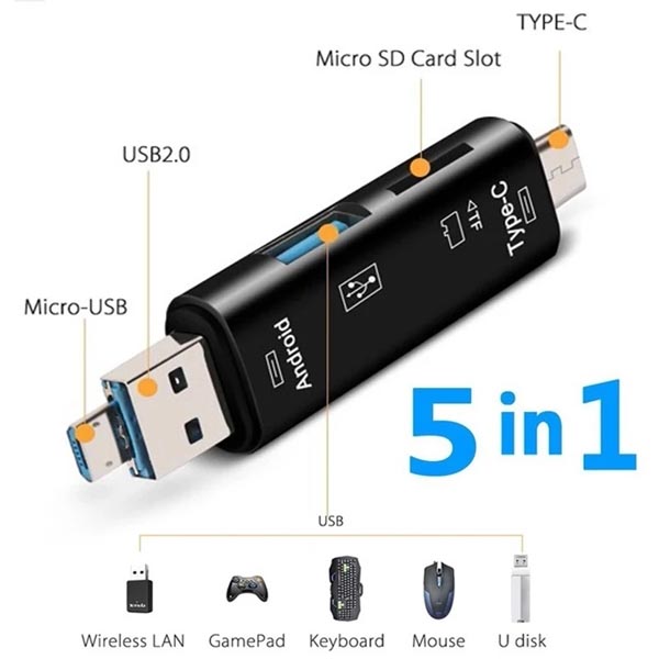 Multifunction OTG Card Reader- Type-C/USB /Micro USB/Micro SD Memory Card Reader Original