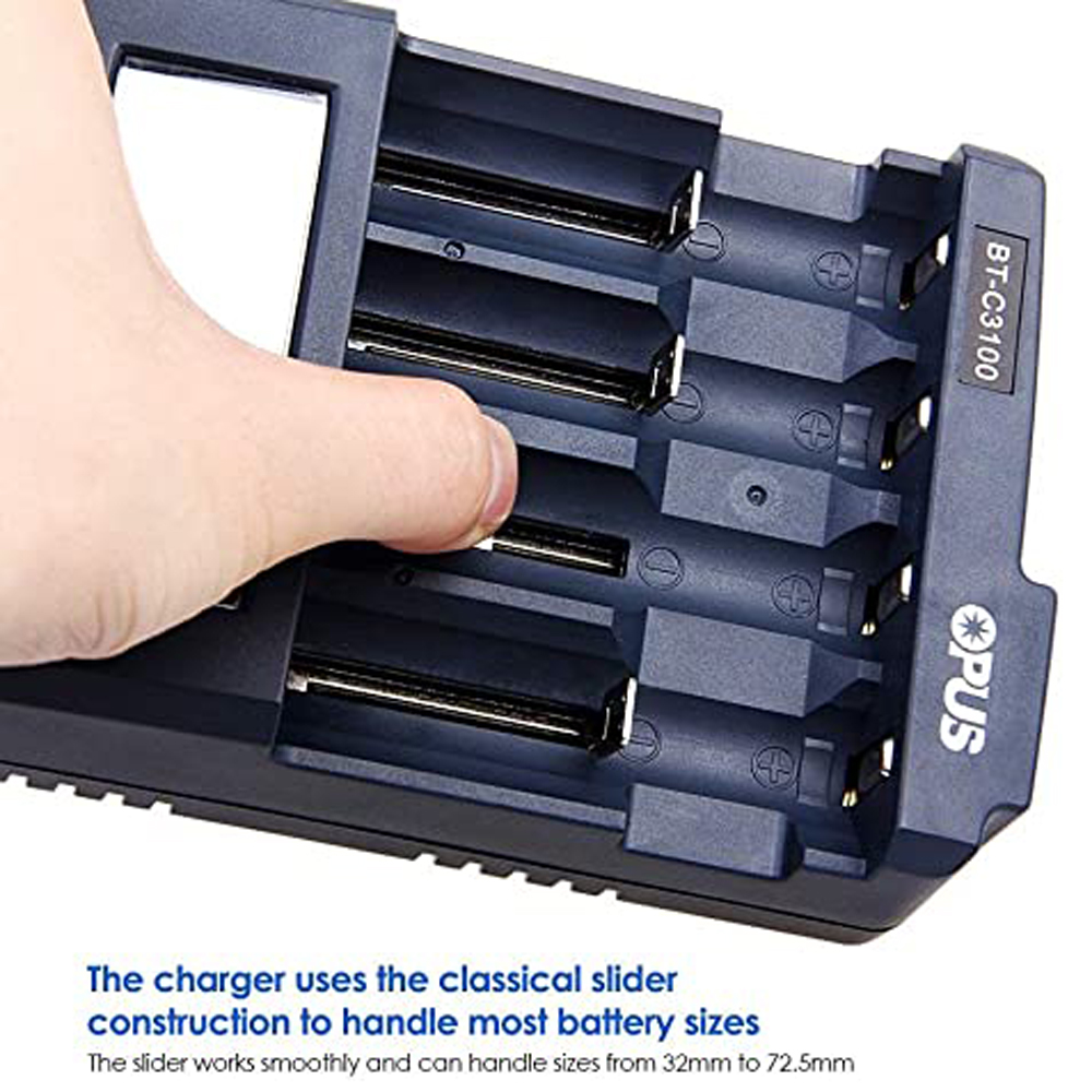 OPUS BT-C3100 V2.2 Universal Four Slots LCD Screen Replenisher Smart Rechargeable Smart Battery Charger Accessories Parts New. 