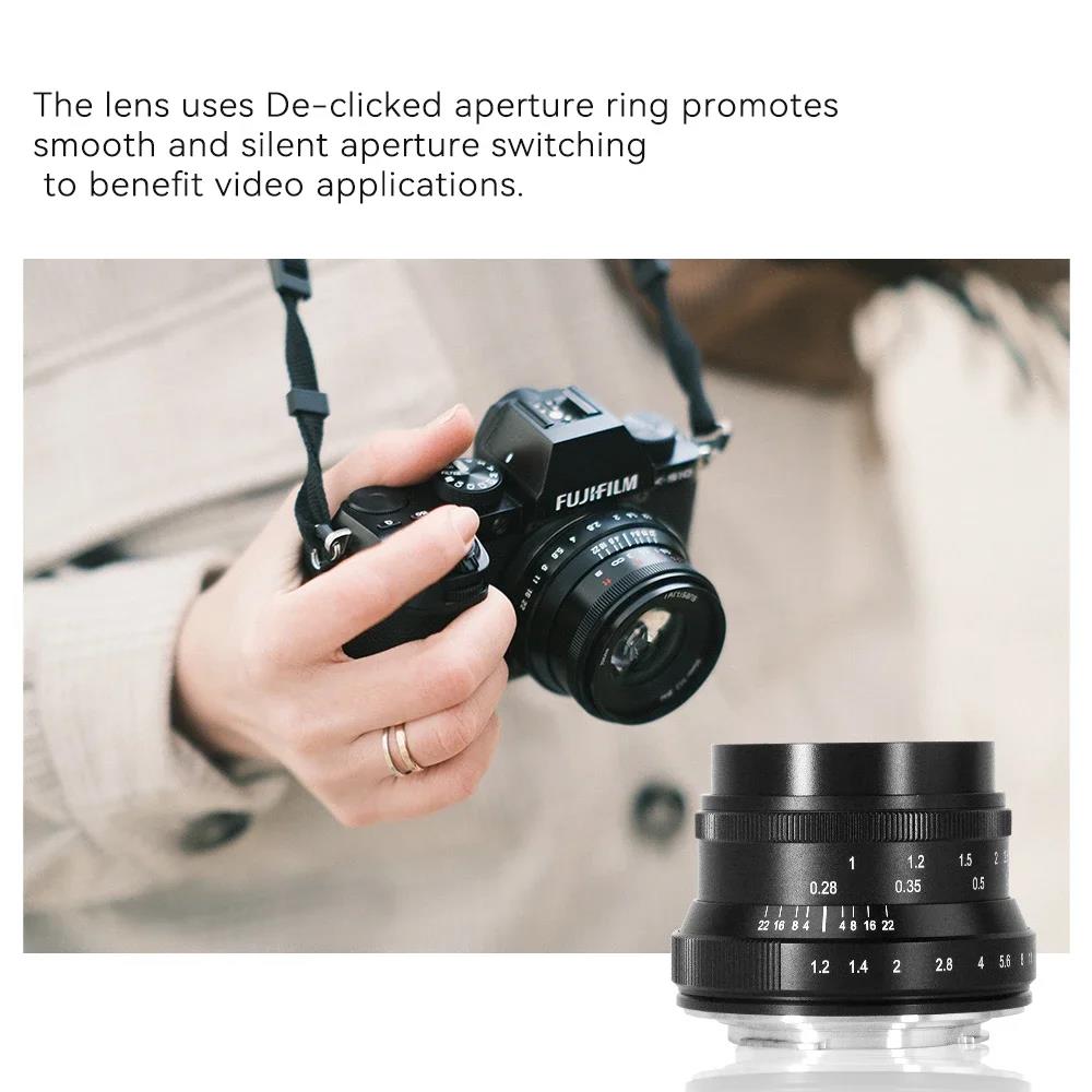 7artisans 35mm F1.2 II APS-C Large aperture Prime Lens for Micro 4/3 Sony E A6000 A7III Fuji X Canon EF-M Nikon Z Z5. 