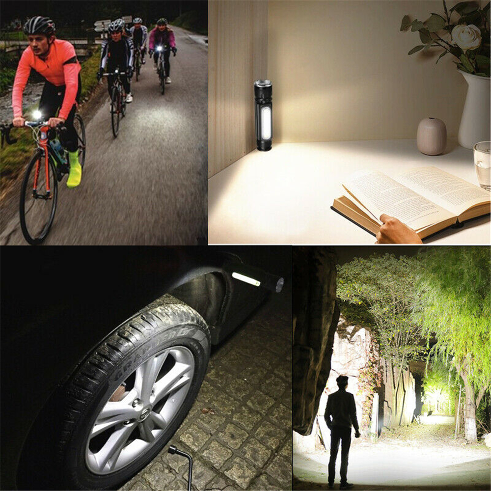 Multifunctional LED Flashlight 5000LM USB battery Powerful T6 torch Side COB Light linterna tail magnet Work Light. 